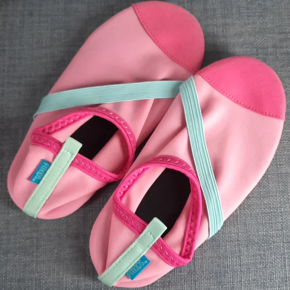 Fitkick Kids Indoor Outdoor Slip On Slipper Shoes Flexible Pink Blue Childs Flat
